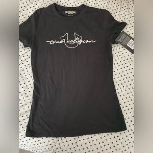 NWT True Religion Script Logo Slim Crew Neck T-Shirt S